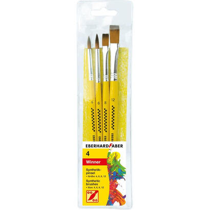 eberhard-faber-winner-pack-con-4-pinceles-de-pelo-sintetico-tamanos-4-6-8-12-virola-de-aluminio