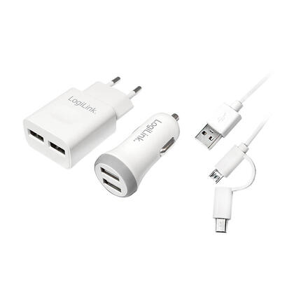 juego-de-cargador-usb-1-cargador-de-coche-y-1-cargador-usb-2-puertos-con-cable-usb-20-a-micro-usb-y-mini-usb