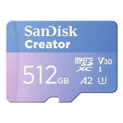 sandisk-creator-tarjeta-de-memoria-flash-adaptador-microsdxc-a-sd-incluido-512-gb-a2-video-class-v30-uhs-i-u3-microsdxc-uhs-i