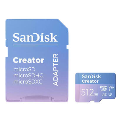 sandisk-creator-tarjeta-de-memoria-flash-adaptador-microsdxc-a-sd-incluido-512-gb-a2-video-class-v30-uhs-i-u3-microsdxc-uhs-i