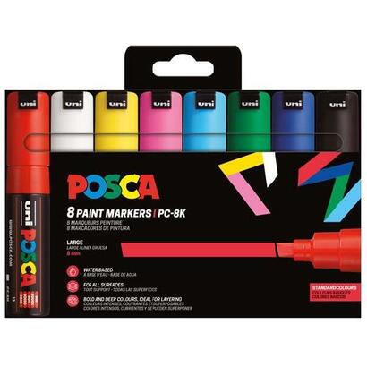 posca-pc-8k8c-estuche-de-8-marcadores-de-pintura-punta-biselada-acrilica-8mm-tinta-base-al-agua-resistente-a-la