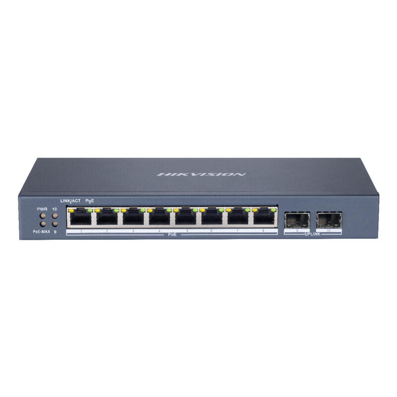 switch-8-puertos-poe-101001000-mbps-2-puertos-sfp-uplink-gestion-inteligente-hikvision