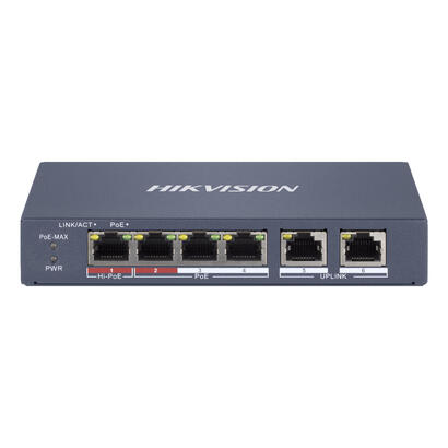 hikvision-ds-3e1106hp-ei-switch-gestionado-fast-ethernet-10100-energia-sobre-ethernet-poe-gris