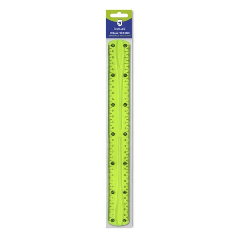 bismark-regla-flexible-30cm-fabricada-en-pvc-ideal-para-colegio-colores-amarillo-y-verde-aleatorios