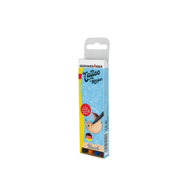eberhard-faber-tattoo-marker-beach-pack-de-4-rotuladores-para-tatuajes-temporales-4-plantillas-con-mas-de-20-motivos