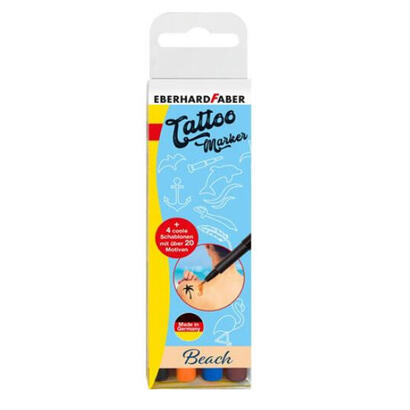 eberhard-faber-tattoo-marker-beach-pack-de-4-rotuladores-para-tatuajes-temporales-4-plantillas-con-mas-de-20-motivos