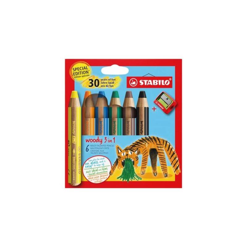 stabilo-woody-3-en-1-30-aniversario-tigre-pack-de-6-lapices-de-colores-sacapuntas-lapiz-de-color-cera-y-acuarela