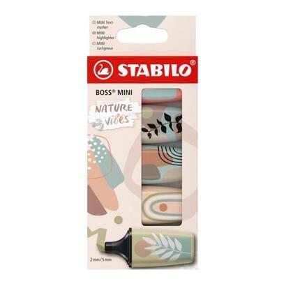 stabilo-boss-mini-naturevibes-pack-de-5-marcadores-fluorescentes-trazo-entre-2-y-5mm-tinta-con-base-de-agua-