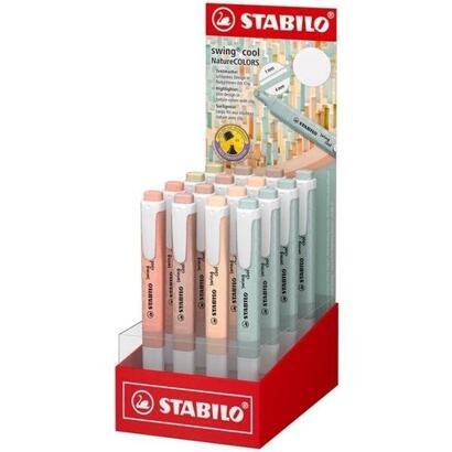 stabilo-swing-cool-naturecolors-expositor-con-16-marcadores-fluorescentes-cuerpo-plano-punta-biselada-trazo-entre