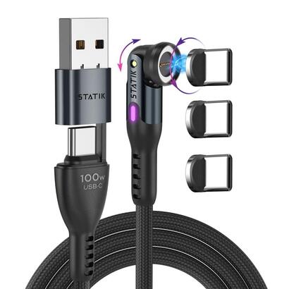 statik-360pro-braided-rotating-3-magn-tips-usb-c-cable-black-2m