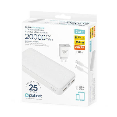 platinet-power-bank-20000mah-20w-pd-cargador-cable-1m-blanco