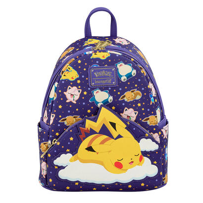 mochila-sleeping-pikachu-and-friends-pokemon-loungefly-26cm