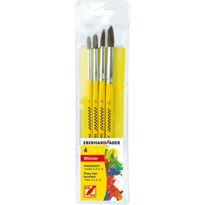 eberhard-faber-winner-pack-con-4-pinceles-de-pelo-poni-tamanos-4-6-8-12-virola-de-aluminio