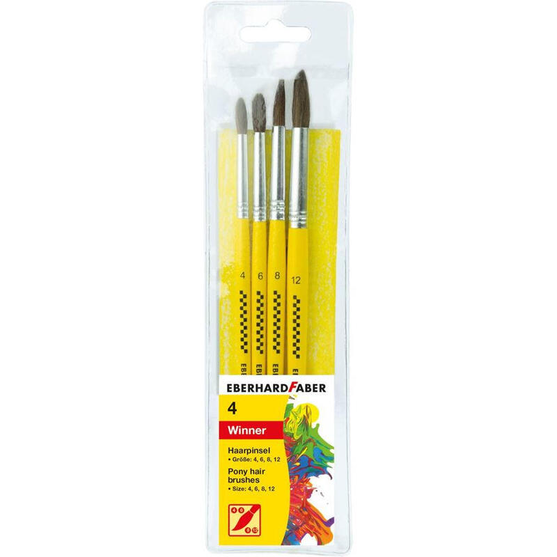 eberhard-faber-winner-pack-con-4-pinceles-de-pelo-poni-tamanos-4-6-8-12-virola-de-aluminio