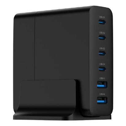 cargador-rapido-gembird-usb-gan-de-6-puertos-75-w-negro