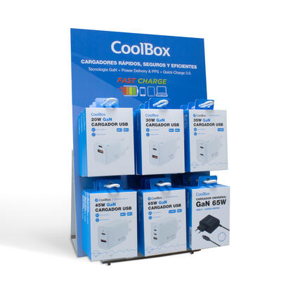 coolbox-pack-18-cargadores-gan-expositor