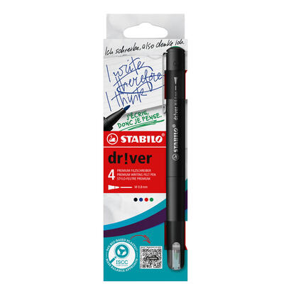 stabilo-drver-pack-de-4-rotuladores-de-punta-media-08mm-tinta-a-prueba-de-manchas-inodora-y-con-base-al-agua-