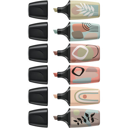 stabilo-boss-mini-naturevibes-pack-de-6-marcadores-fluorescentes-trazo-entre-2-y-5mm-tinta-con-base-de-agua-