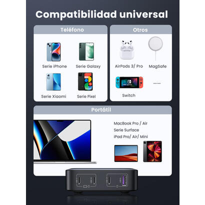 cargador-rapido-de-escritorio-ugreen-nexode-1usb-a-3usb-c-100w