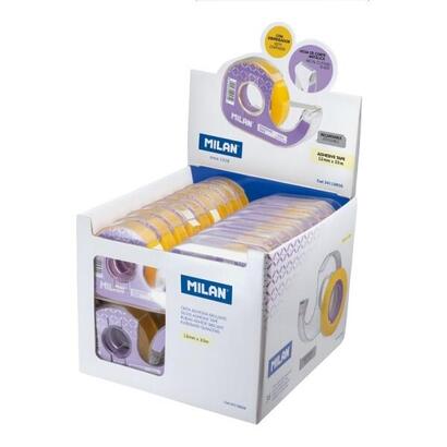 milan-expositor-de-36-cintas-adhesivas-transparentes-con-dispensador-medidas-12mm-x-33m-amarillo-transparente
