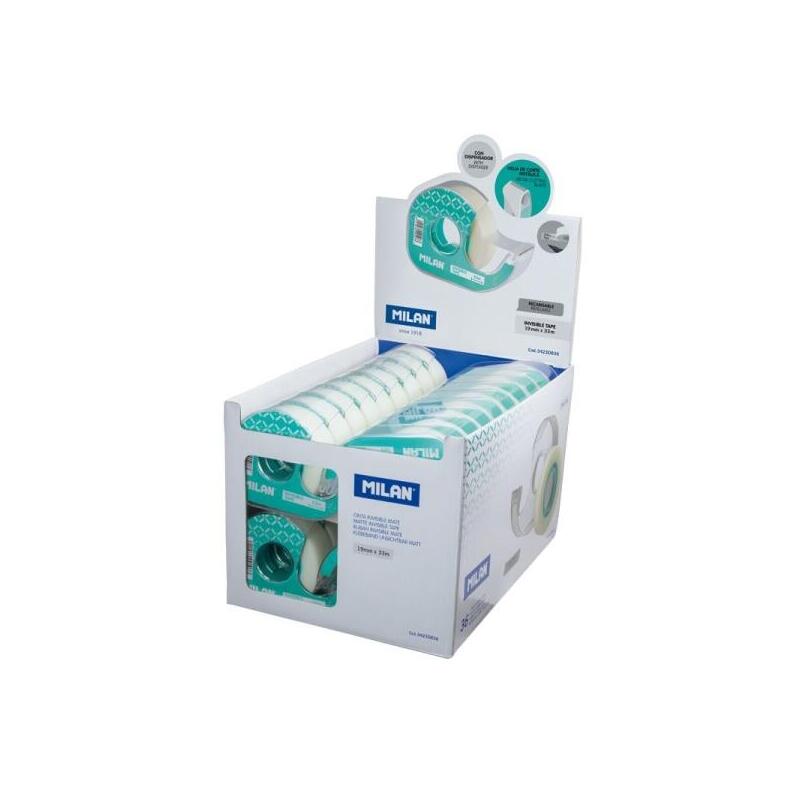 milan-expositor-de-36-cintas-adhesivas-invisibles-con-dispensador-medidas-19mm-x-33m-transparente-mate