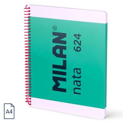 milan-nata-624-cuaderno-espiral-formato-a4-pautado-7mm-80-hojas-de-95-grm2-microperforado-4-taladros-verde