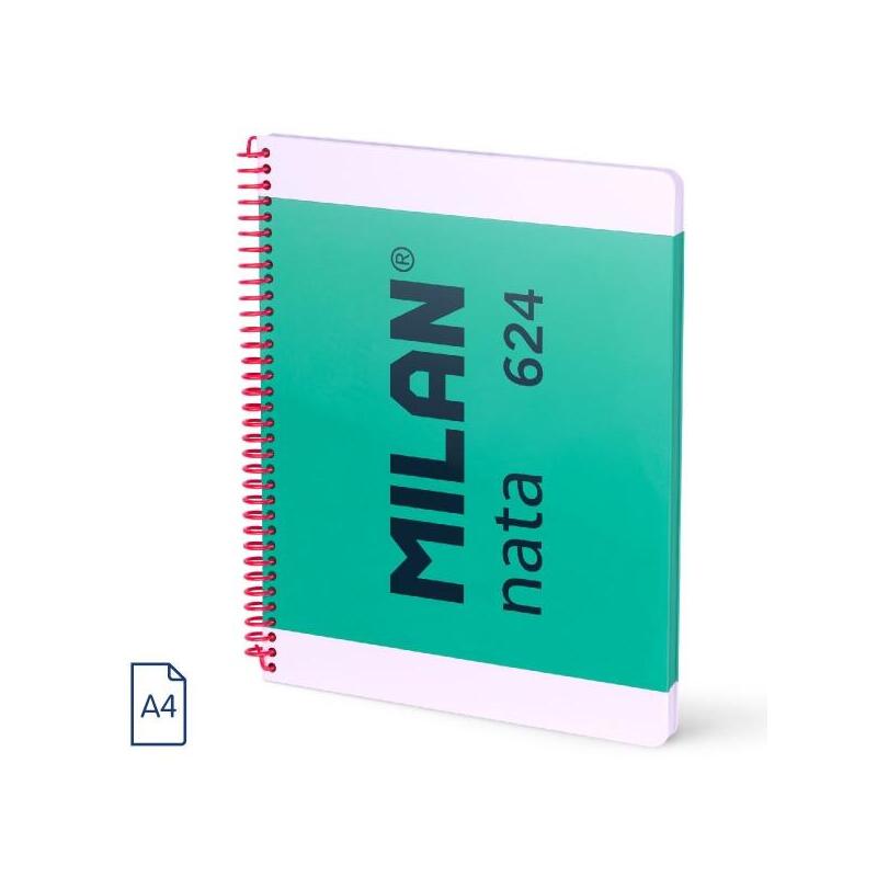 milan-nata-624-cuaderno-espiral-formato-a4-pautado-7mm-80-hojas-de-95-grm2-microperforado-4-taladros-verde