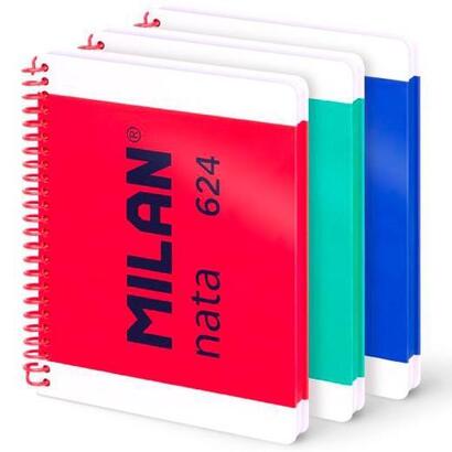 milan-cuaderno-espiral-a5-80h-95gr-pautado-7mm-tapa-dura-coleccion-nata-624-since-1918-surtido-pack-3-ud