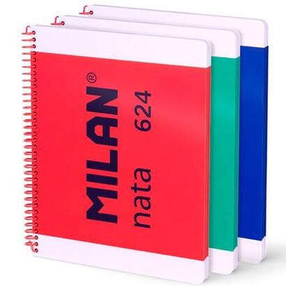 milan-cuaderno-espiral-a4-80h-95gr-pautado-7mm-tapa-dura-coleccion-nata-624-since-1918-surtido-pack-3-ud