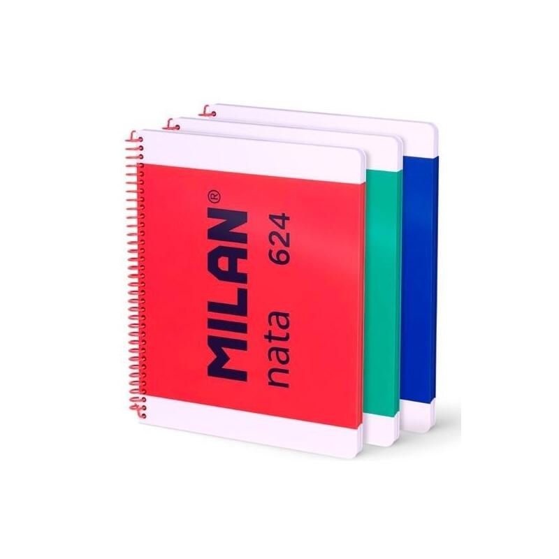 milan-cuaderno-espiral-a4-80h-95gr-liso-tapa-dura-coleccion-nata-624-since-1918-surtido-pack-3-ud milan-cuaderno-espiral-a4-80h-95gr-liso-tapa-dura-coleccion-nata-624-since-1918-surtido-pack-3-ud