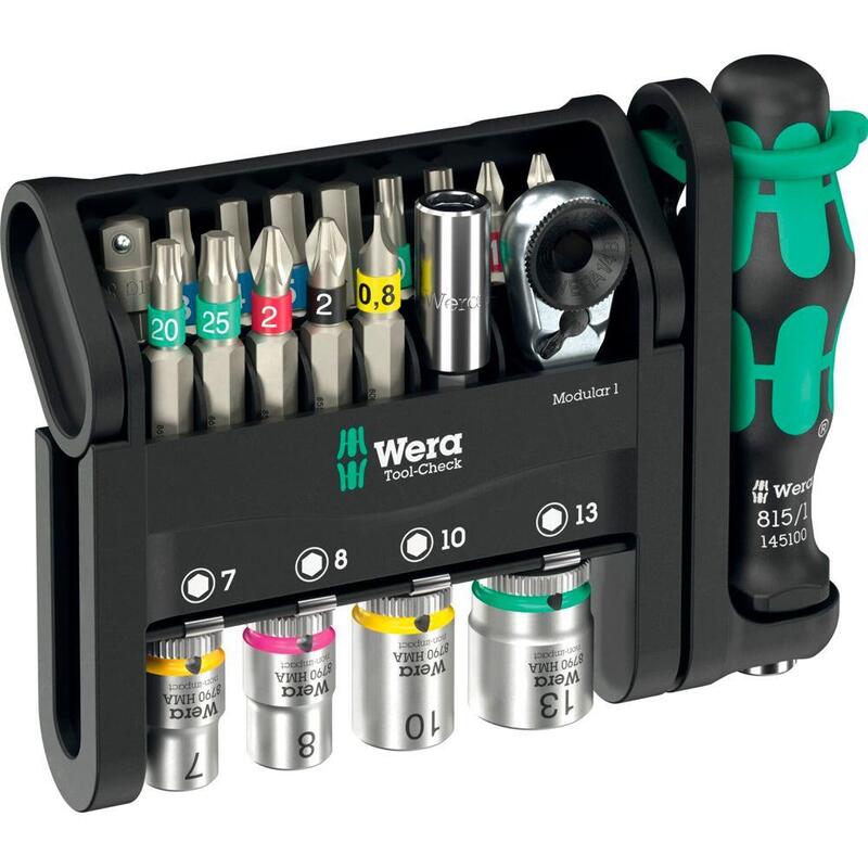 wera-tool-check-modular-1-juego-de-puntas-negroverde-21-piezas-incluido-trinquete-de-punta-de-14-05049000001