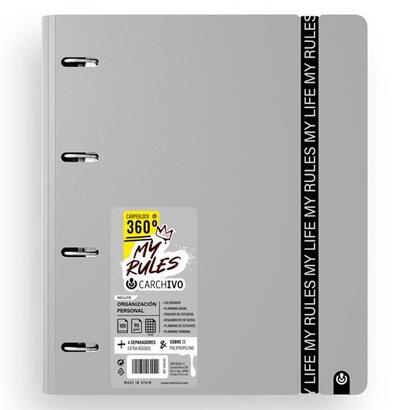 carchivo-carpeblock-360-my-rules-con-recambio-100h-a4-5x5-90gr-4-separadores-pp-foam-gris