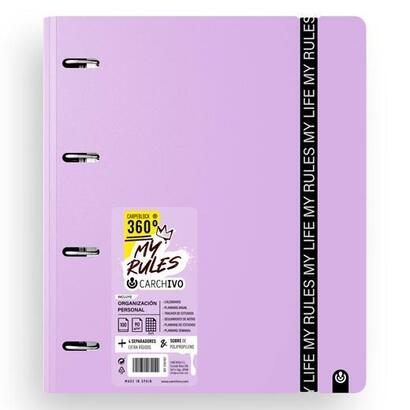 carchivo-carpeblock-360-my-rules-con-recambio-100h-a4-5x5-90gr-4-separadores-pp-foam-malva