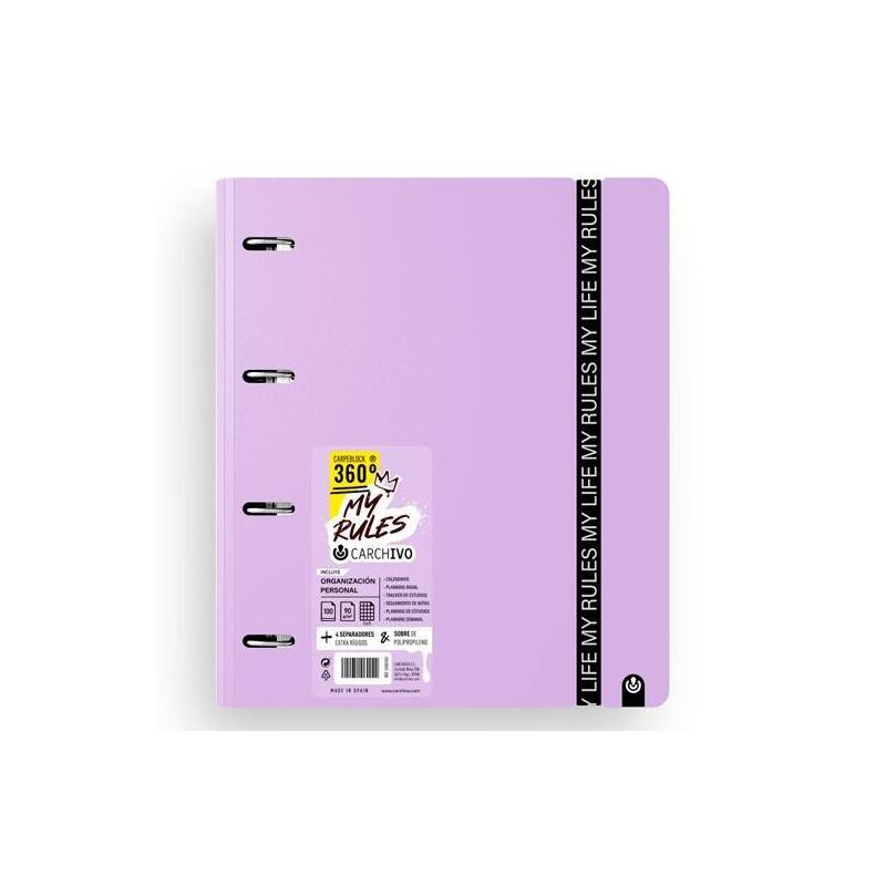 carchivo-carpeblock-360-my-rules-con-recambio-100h-a4-5x5-90gr-4-separadores-pp-foam-malva
