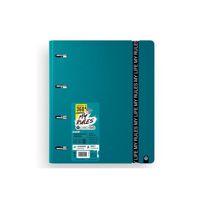 carchivo-carpeblock-360-my-rules-con-recambio-100h-a4-5x5-90gr-4-separadores-pp-foam-deep-green