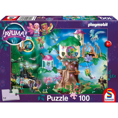 schmidt-spiele-playmobil-ayuma-el-bosque-magico-de-las-hadas-puzzle-100-piezas-56480