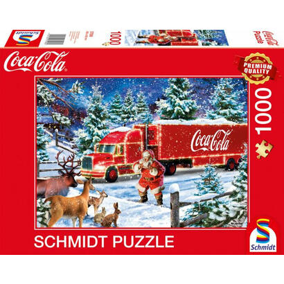 schmidt-spiele-coca-cola-camion-de-navidad-rompecabezas-de-1000-piezas-57598