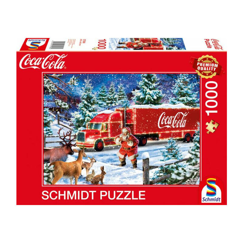 schmidt-spiele-coca-cola-camion-de-navidad-rompecabezas-de-1000-piezas-57598