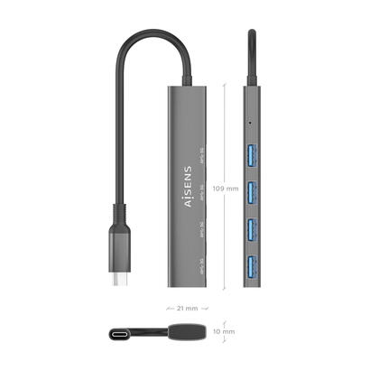 aisens-hub-usb-31-usb-c-usb-cm-4xtipo-ah-gris-15cm