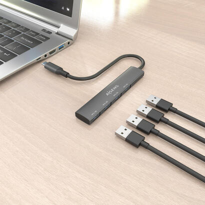aisens-hub-usb-31-usb-c-usb-cm-4xtipo-ah-gris-15cm