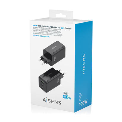 aisens-cargador-gan-100w-2xusb-c-pd30-qc40-qc50-1xusb-a-qc30-negro