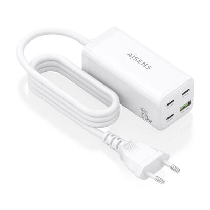 aisens-cargador-sobremesa-gan-100w-3xusb-c-pd30-qc40-qc50-1xusb-a-qc30-blanco
