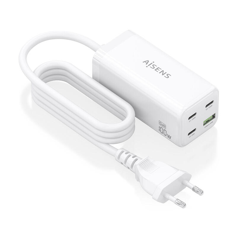 aisens-cargador-sobremesa-gan-100w-3xusb-c-pd30-qc40-qc50-1xusb-a-qc30-blanco