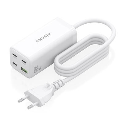 aisens-cargador-sobremesa-gan-100w-3xusb-c-pd30-qc40-qc50-1xusb-a-qc30-blanco
