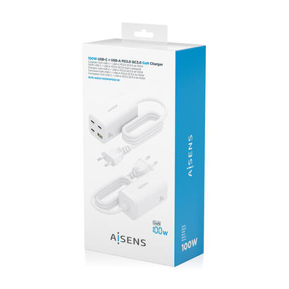 aisens-cargador-sobremesa-gan-100w-3xusb-c-pd30-qc40-qc50-1xusb-a-qc30-blanco