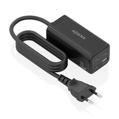 aisens-cargador-sobremesa-gan-100w-3xusb-c-pd30-qc40-qc50-1xusb-a-qc30-negro