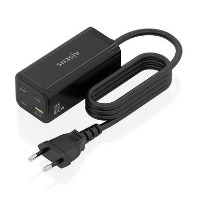 aisens-cargador-sobremesa-gan-100w-3xusb-c-pd30-qc40-qc50-1xusb-a-qc30-negro