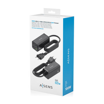aisens-cargador-sobremesa-gan-100w-3xusb-c-pd30-qc40-qc50-1xusb-a-qc30-negro