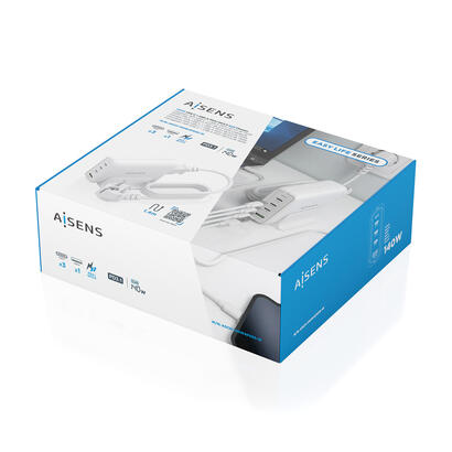 aisens-cargador-sobremesa-gan-140w-3xusb-c-pd31-qc40-qc50-1xusb-a-qc30-blanco