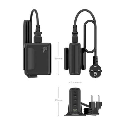 aisens-cargador-sobremesa-gan-140w-3xusb-c-pd31-qc40-qc50-1xusb-a-qc30-negro